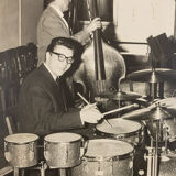 Jazz Band, 1940s b/w images on heavy wooden panels, 85 x 99 cm