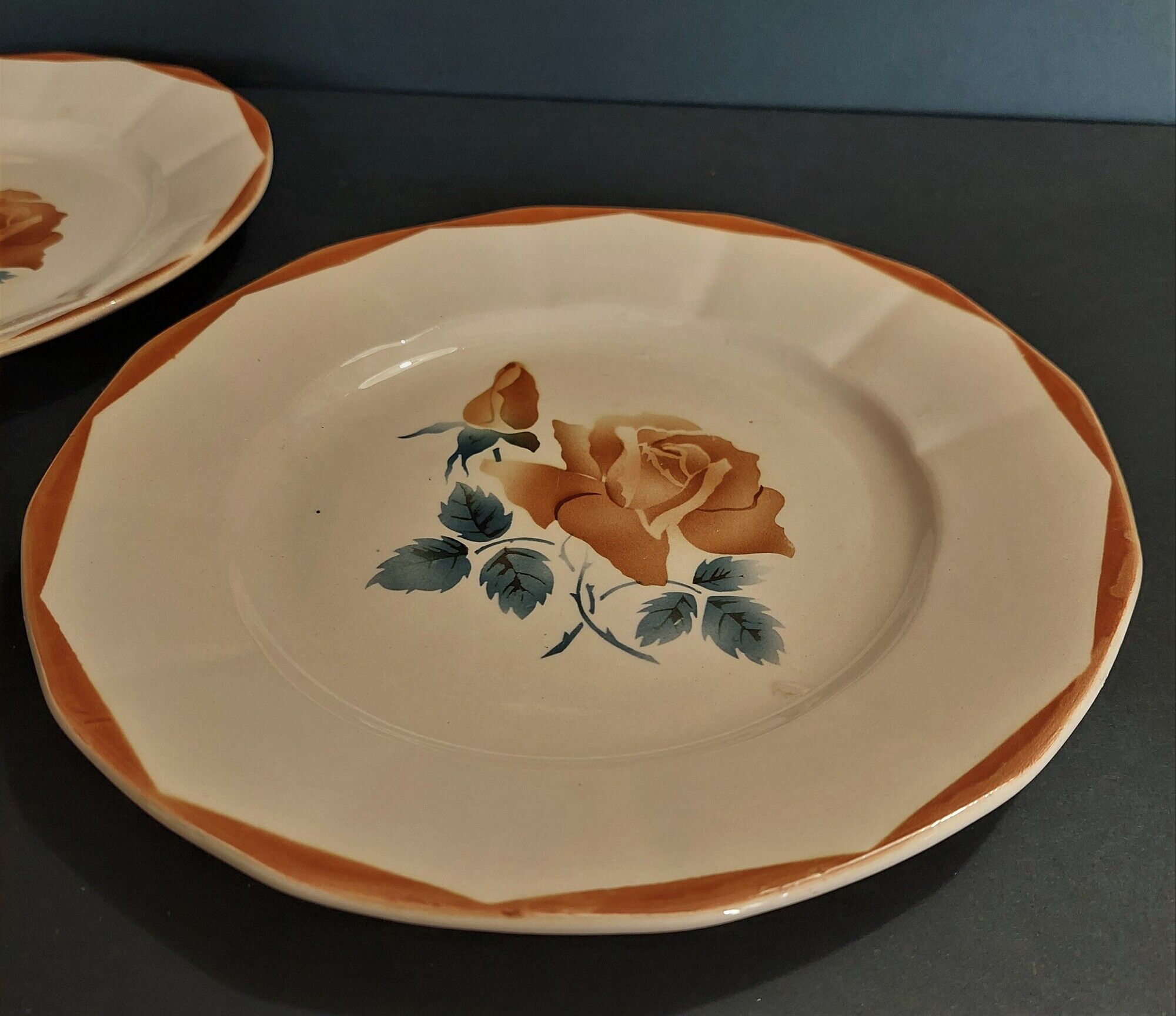 Paire d'assiettes Digoin Sarreguemines début XXème