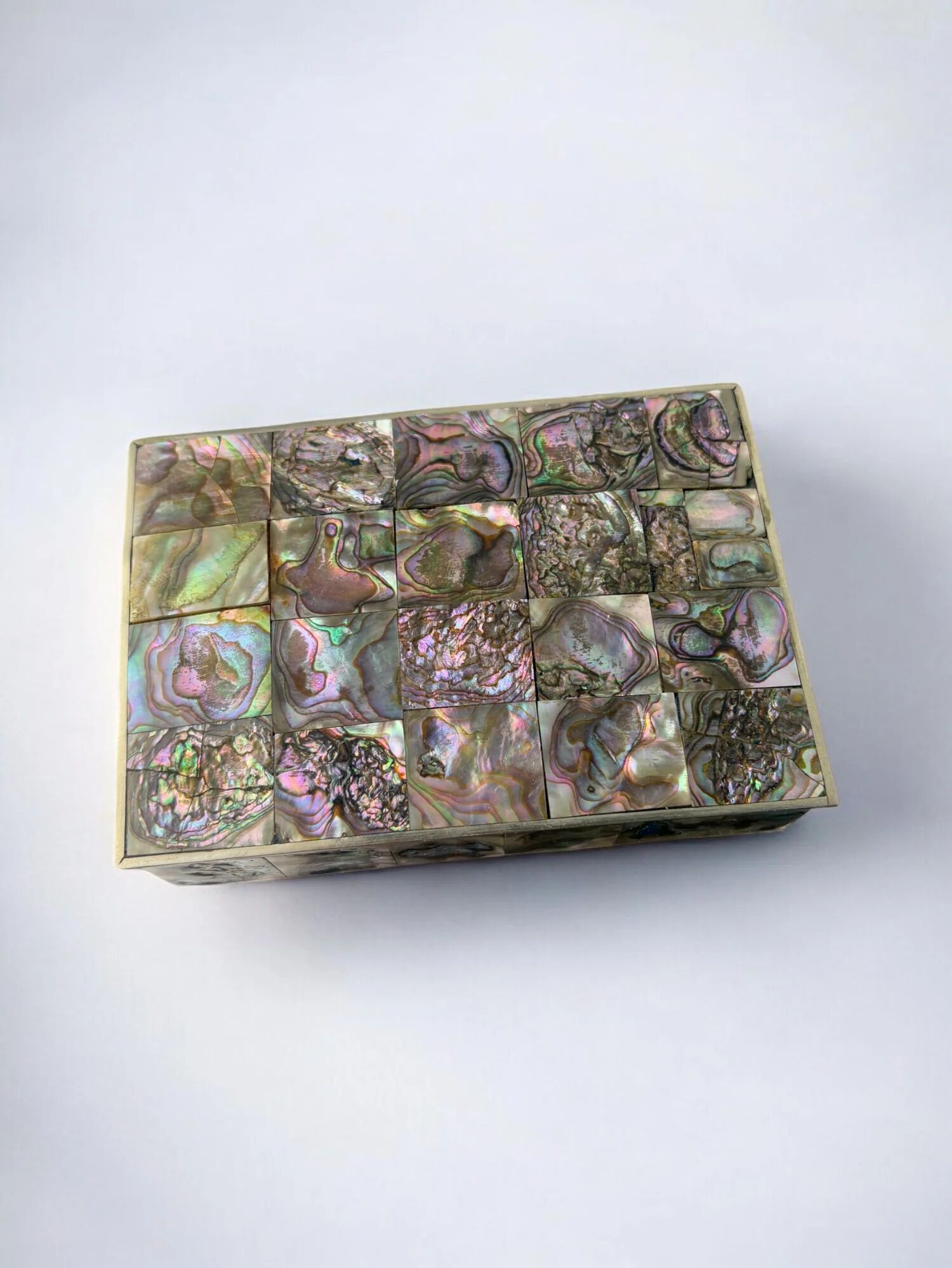 Abalone shell vanity box, Alpaca Mexico, 1970s