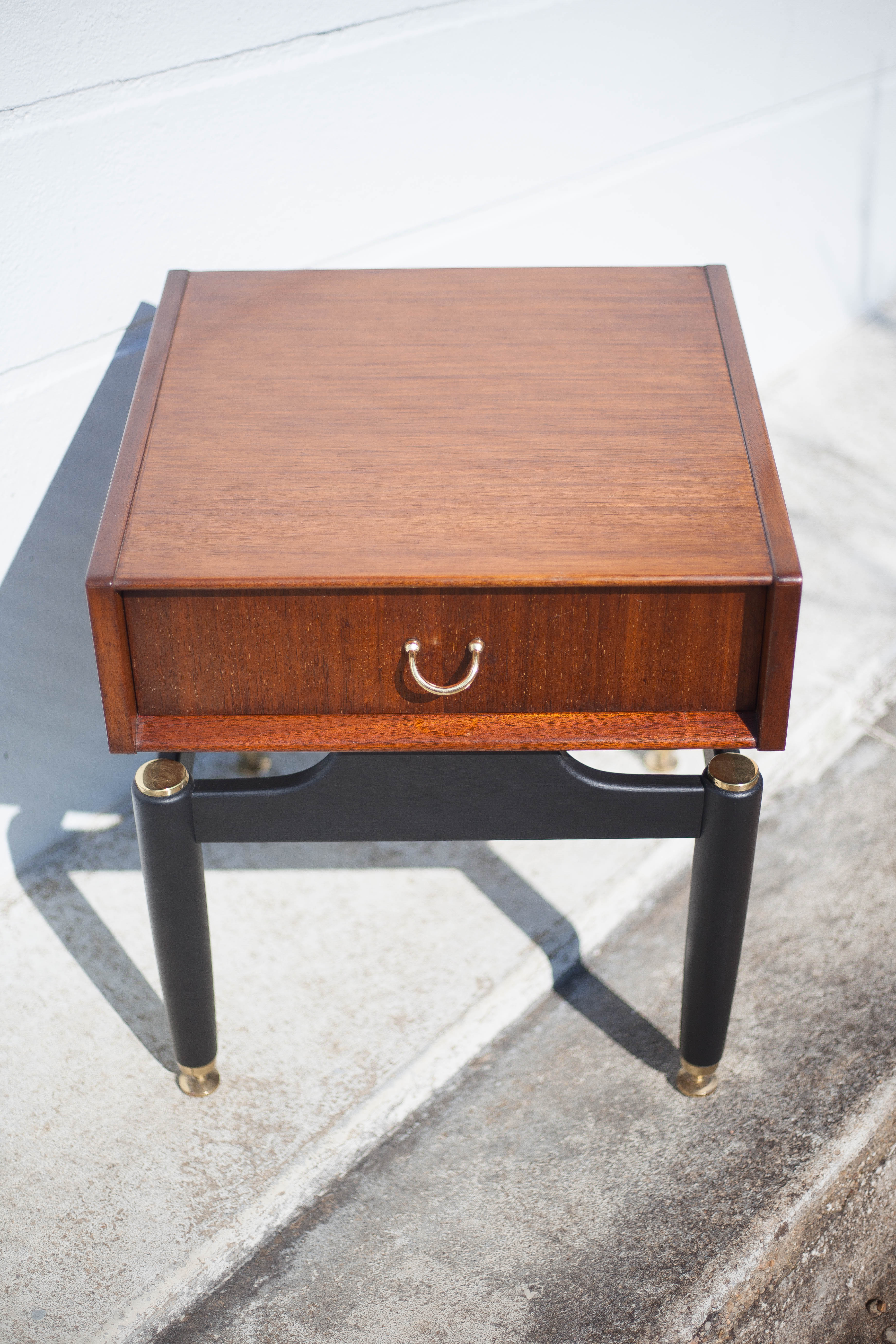 G-Plan bedside table in vintage wood and brass