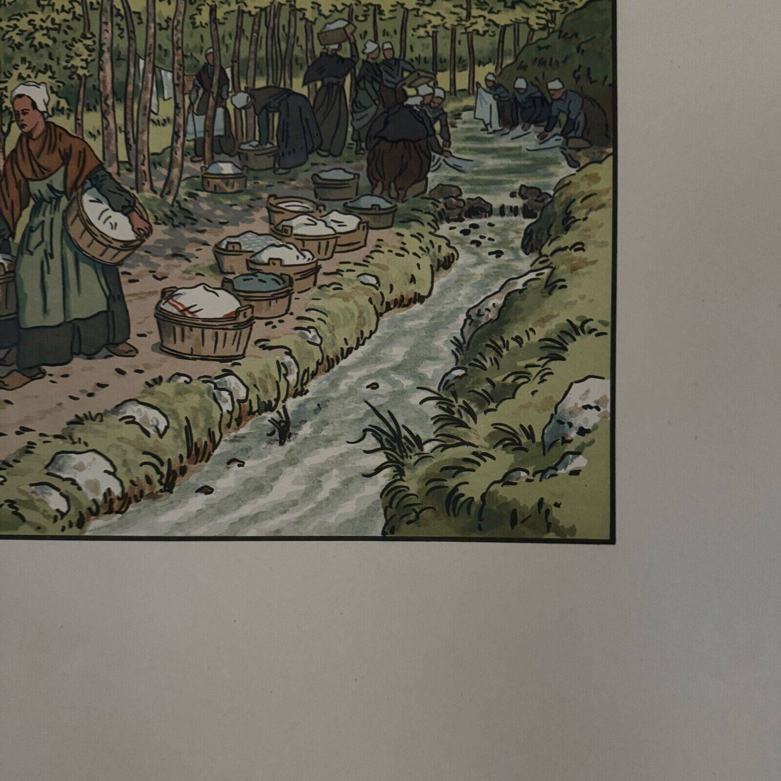 Lithograph by Henri Rivière The Beautiful Country of Brittany Washhouse in Tréboul