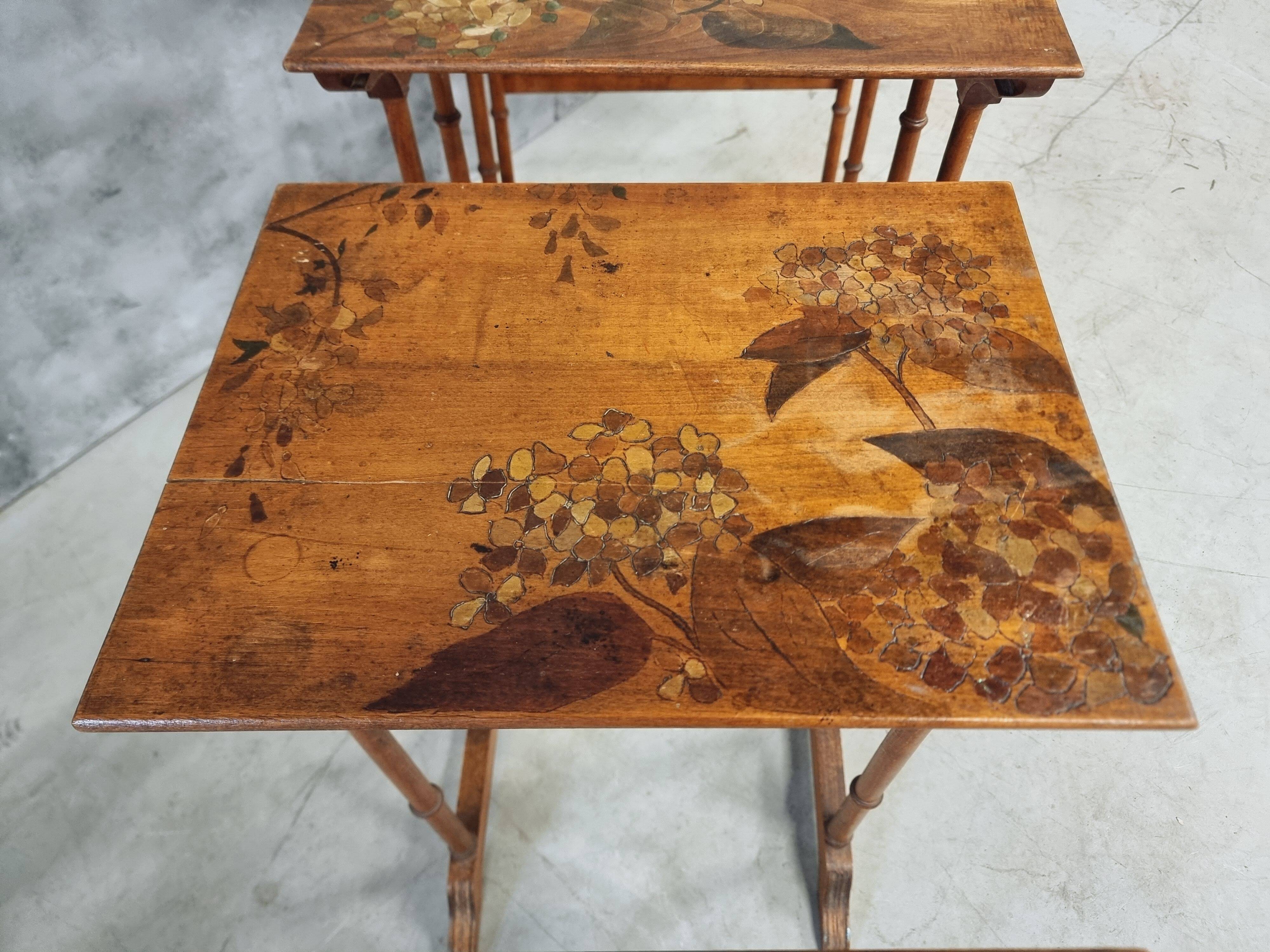 Set of 4 nesting tables Art Nouveau 1930s