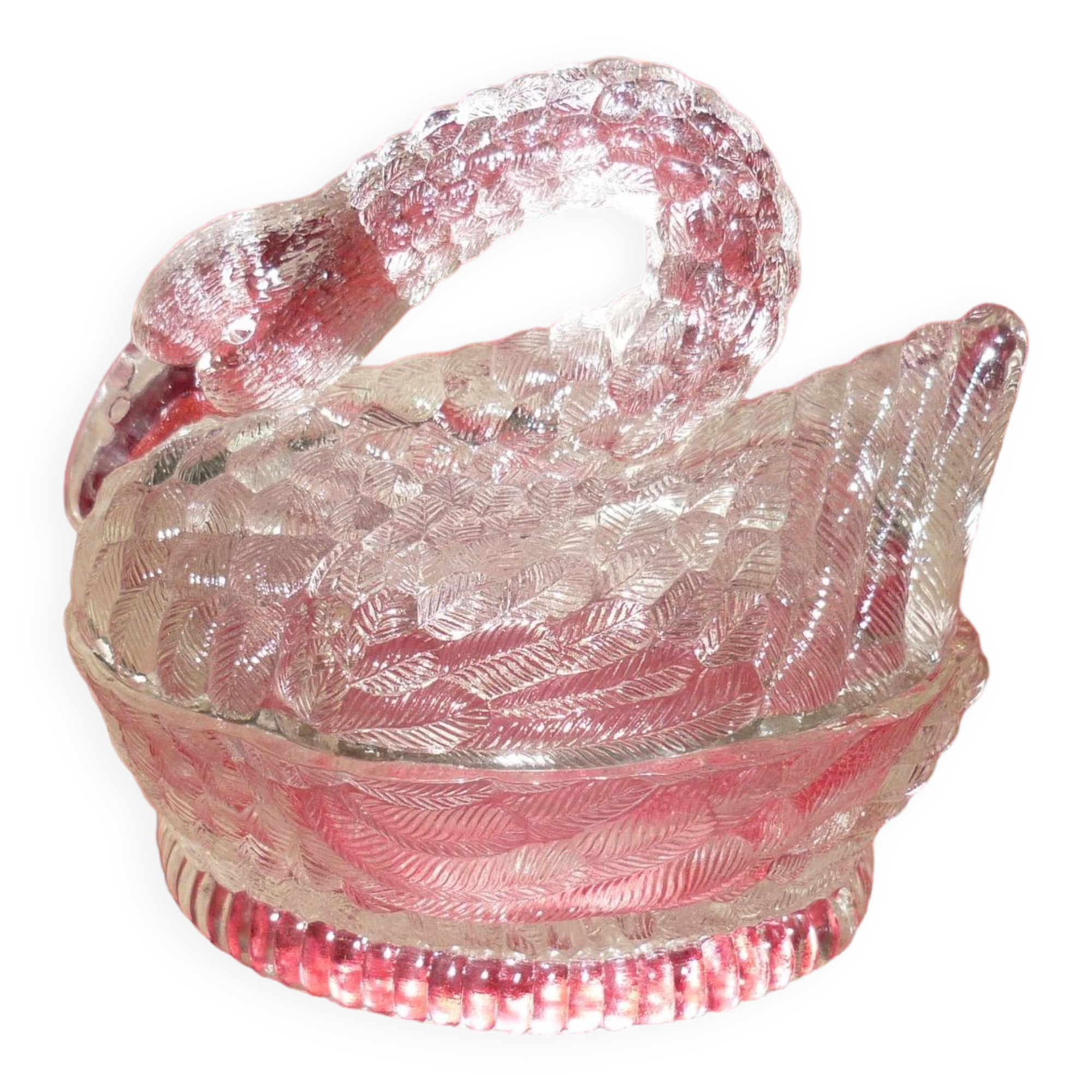 Swan-shaped glass butter dish
