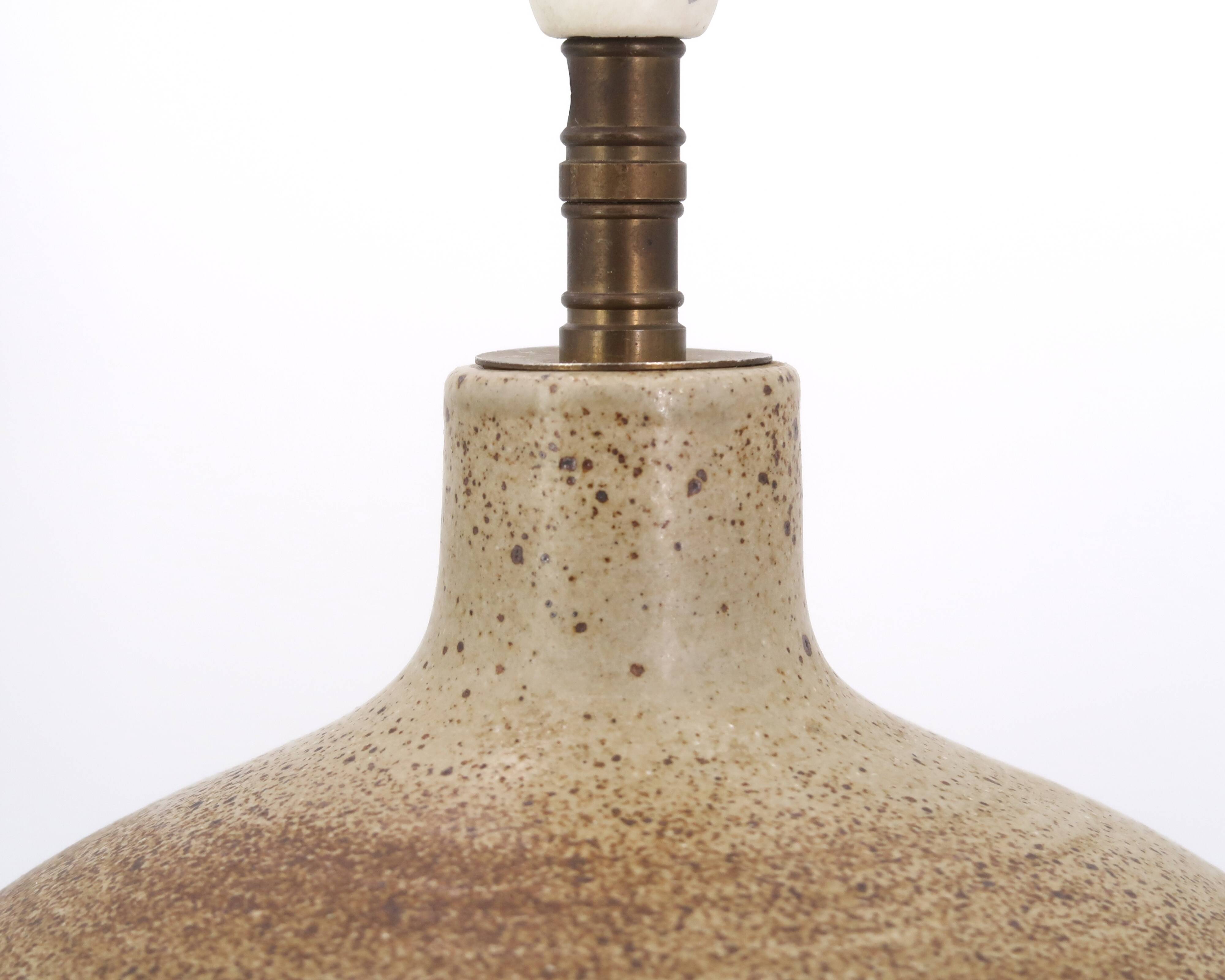 Ball lamp in beige and brown sandstone, 60s ceramic