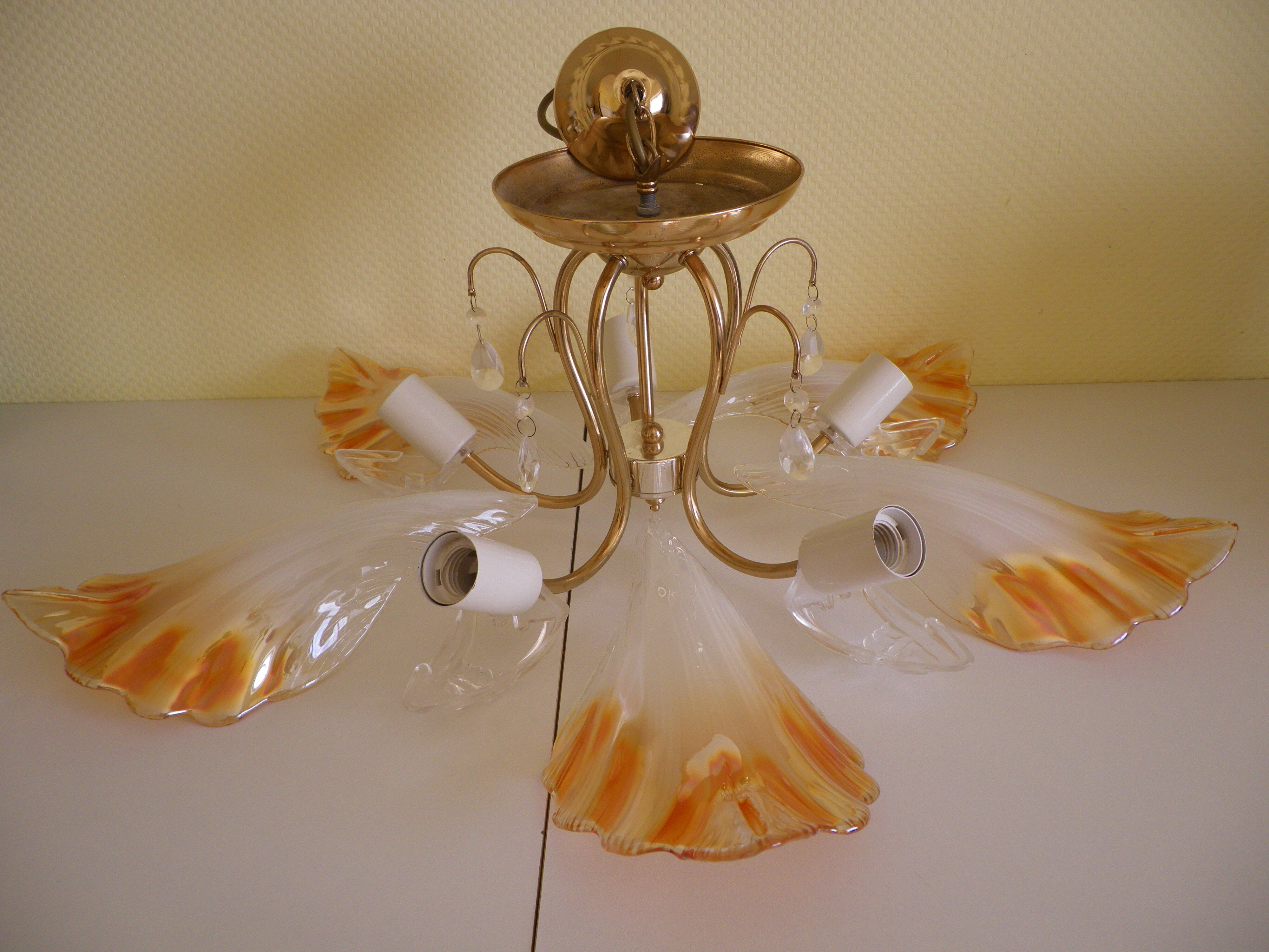 Chandelier to 5 branches art deco 1980
