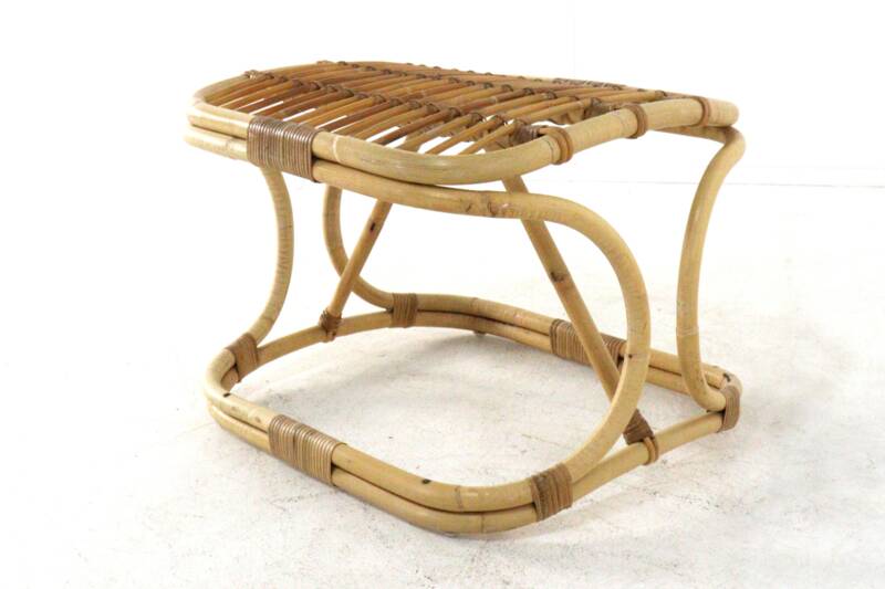 Rattan Footstool - mid century modern - japandi