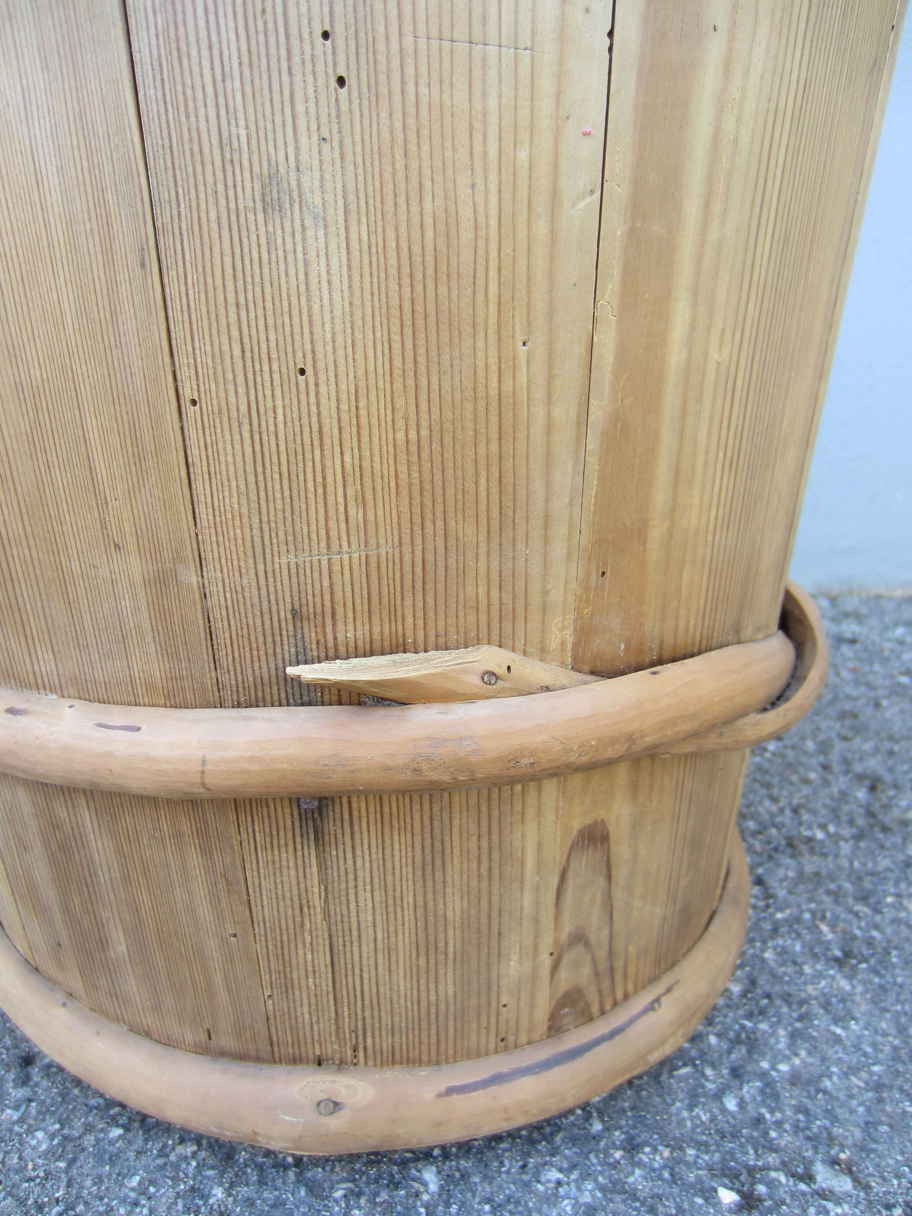 Rustic Scandinavian wooden bucket from the 19th century
