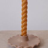 Ceramic candle holder beige serrated plate