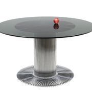 Gastone Rinaldi, Round table in chromed metal and smoked glass, 1970s