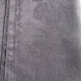 damask tablecloth 160x230 monogrammed BM dyed in dark gray