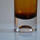 Vintage 70s 1970s roll vase, two-tone amber blown glass