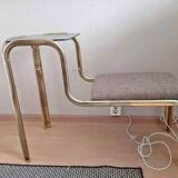 Vintage brass and pale yellow glass bench, Mid-Century style from the 1960s.