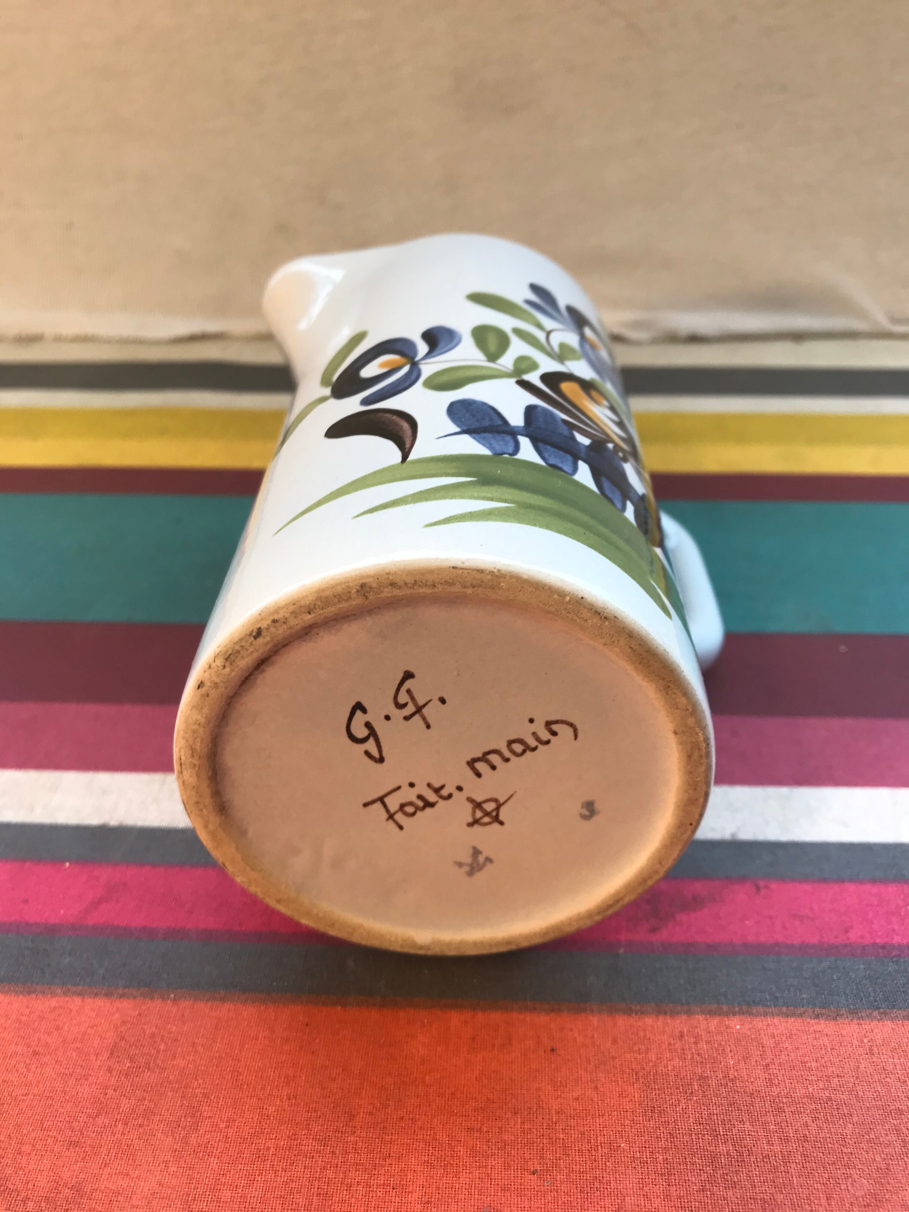 Vintage ceramic pitcher by Desvres Gabriel Fourmaintraux