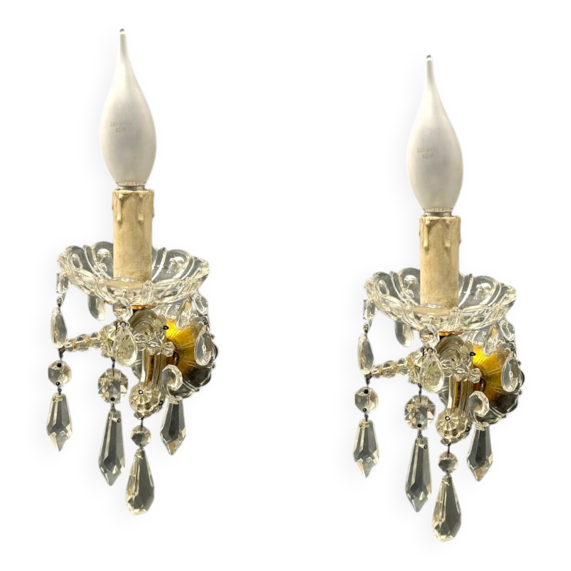 Vintage Italian Crystal Sconces 1950’s Set of 2