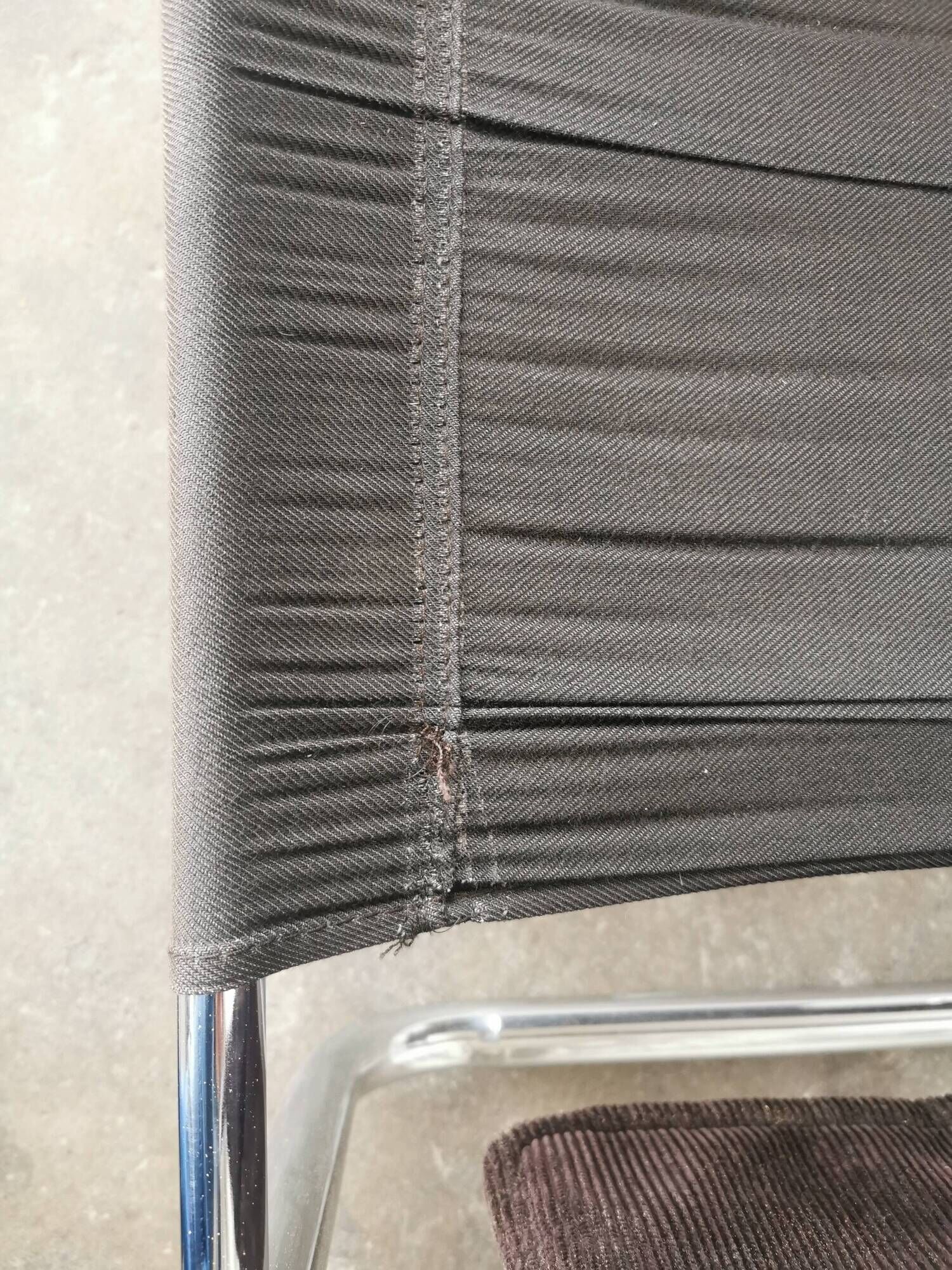 Velvet and tubular metal armchair 1980