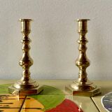 Pair of old brass candlesticks