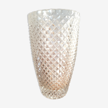 Crystal vase vintage diamond tips 60s