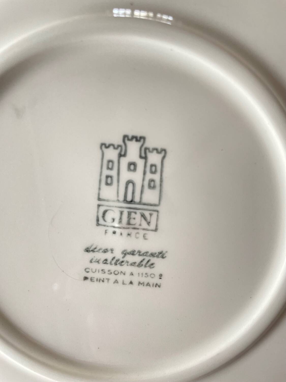8 Assiettes à dessert Gien Fleurs peintes à la main Orange Vintage Année 70