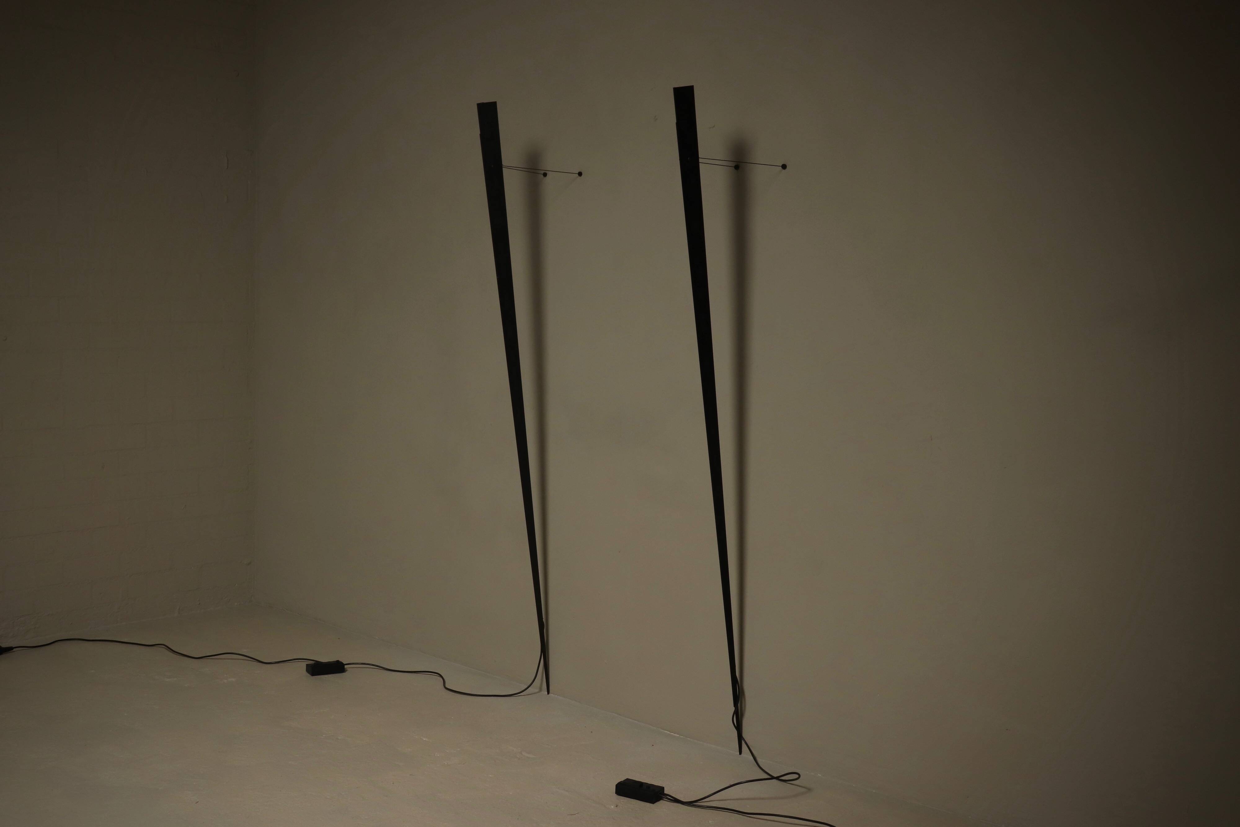 Pair of Gilles Derian torchère wall lights for Lumen Center, Italy 1984