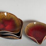 Four bowls free-form cups with French metal enamel