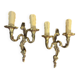 Pair of duo bronze wall lights