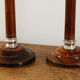 Pair of Indian candle holders, wood and silver metal