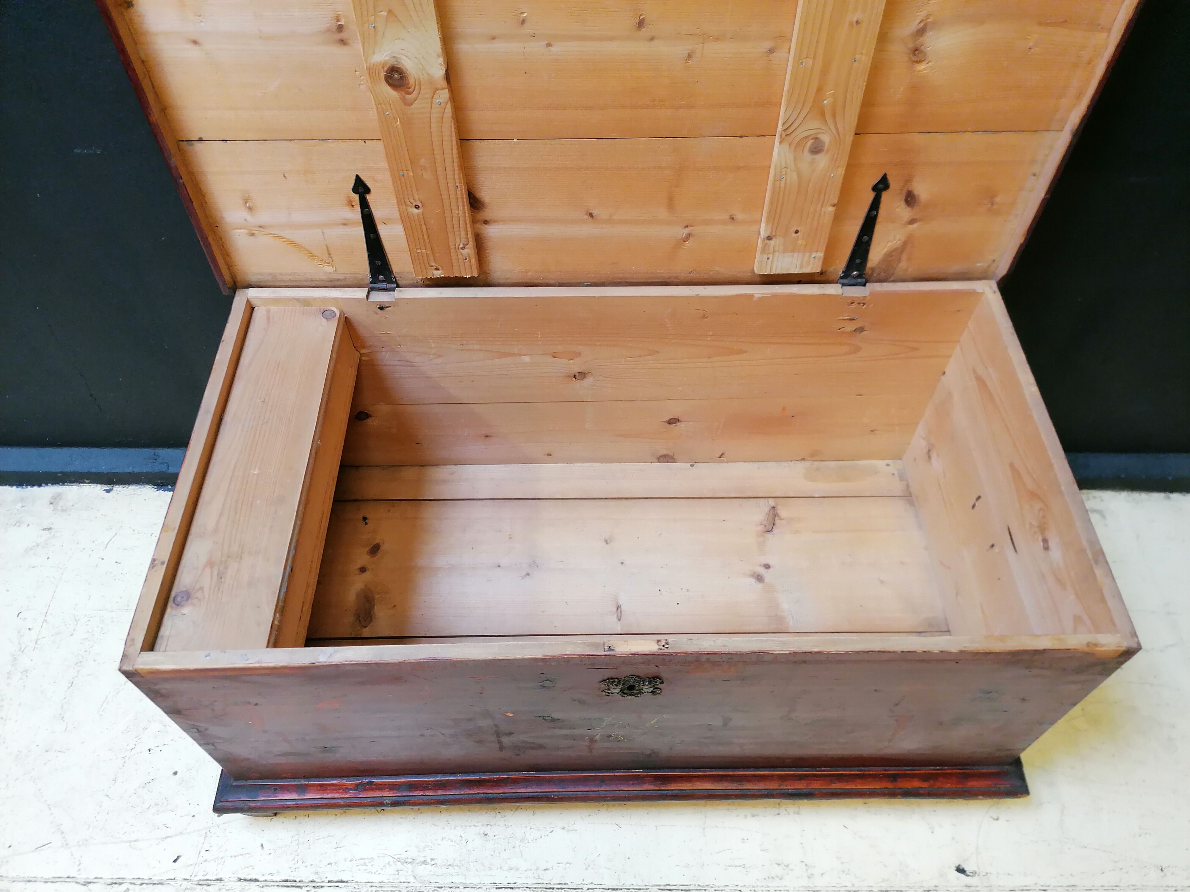 Large vintage chest old wooden trunk