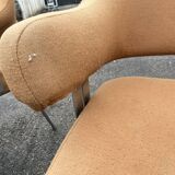 Pair of vintage armchairs with metal legs and orange fabric, 1960s-1970s