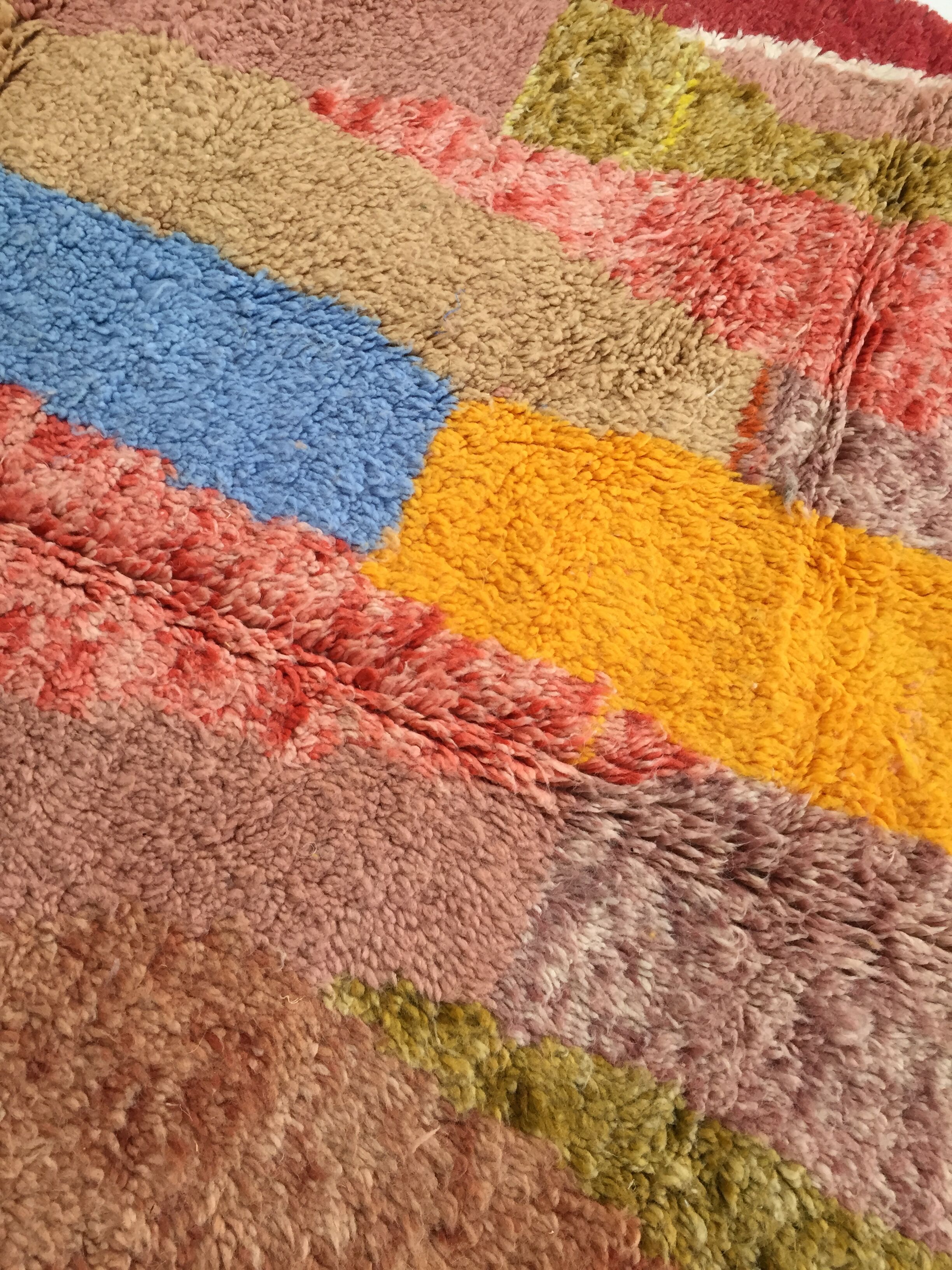 Moroccan Berber carpet Beni Ouarain with colorful flats and hunted 250x160cm