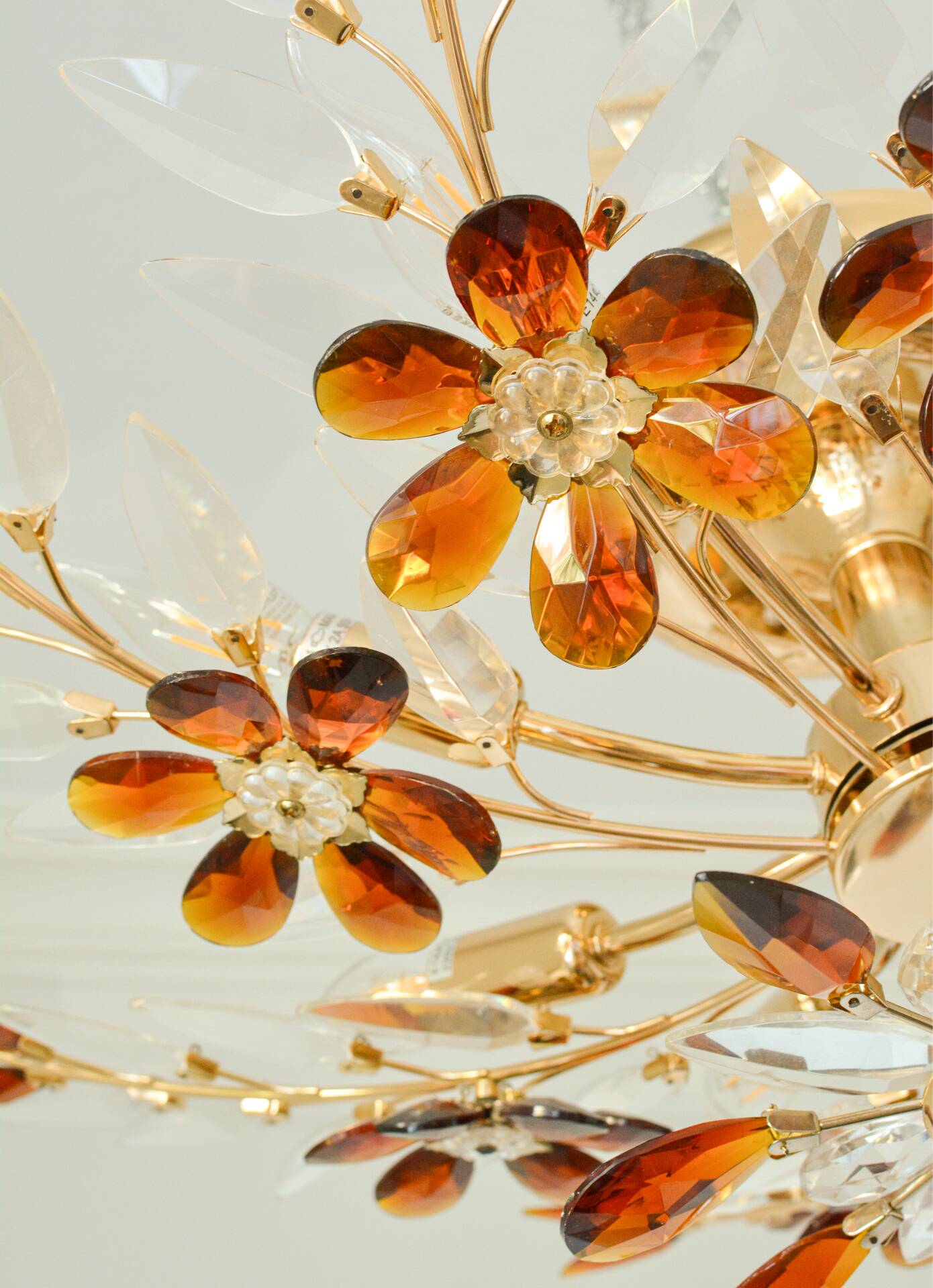 Large amber crystal floral chandelier – Maison Baguès style