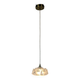 Vintage pendant light in molded glass and brass