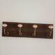 Wall-mounted coat rack wood metal ceramic 40 cm 4 hooks floral patterns