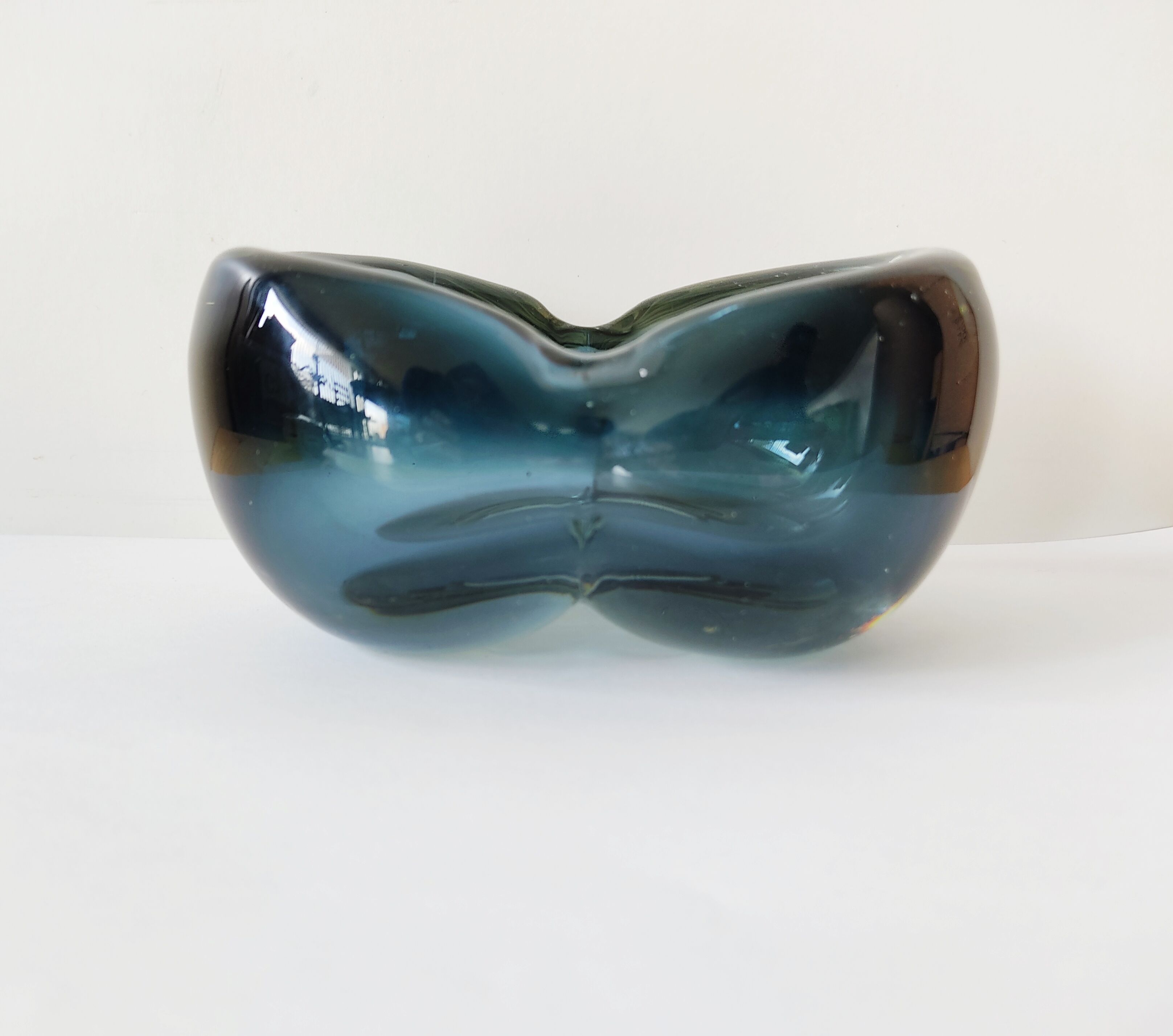 Blue-grey glass trinket bowl