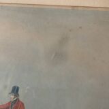 Framed English engraving "The hunt" 20th century