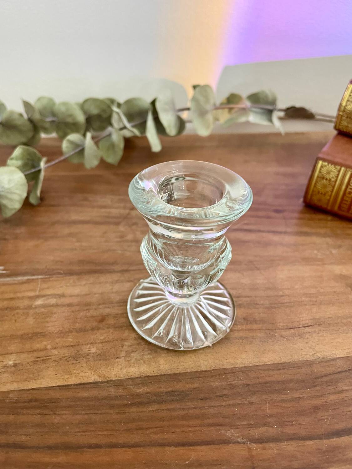 Pressed molded glass candle holder