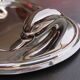 Silver metal tray, swan handles