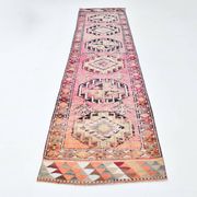 Soft Pink & Orange Rare Style Vintage Runner Rug, 91x359 Cm
