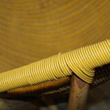 Armchair in rattan and scoubidou