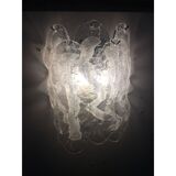Transapent and white “fiamma” murano glass wall sconce