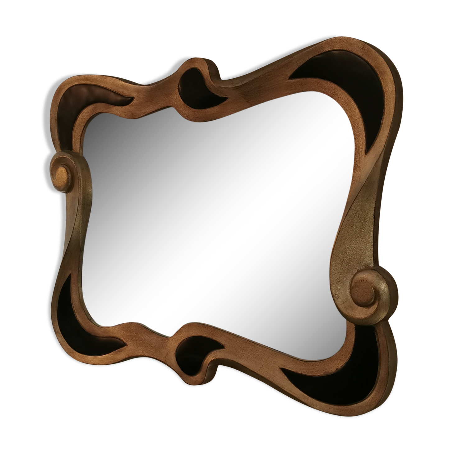 Miroir xxl néo baroque noir et doré années 80