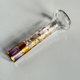 Antique purple tinted glass vase | ribbon/bow and flowers