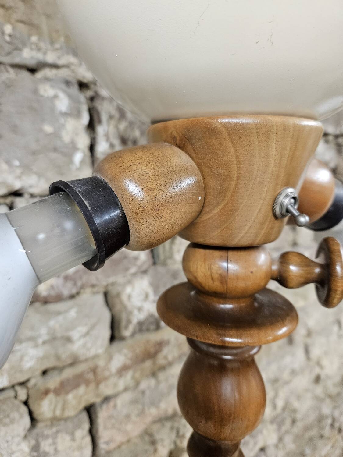 Art Deco turned wood floor lamp 1960