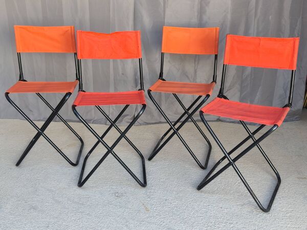 Serie de 4 sieges pliants ''vintage'' de camping