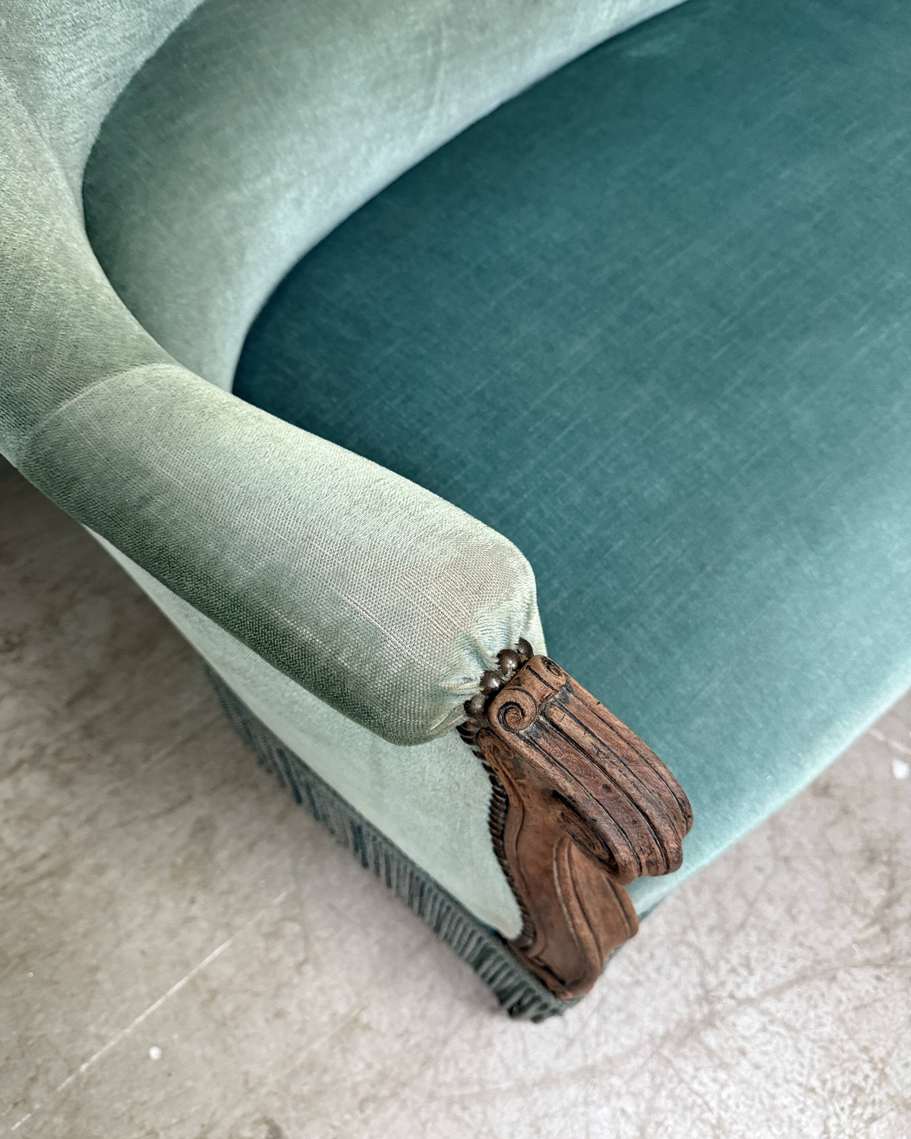 Green velvet toad sofa