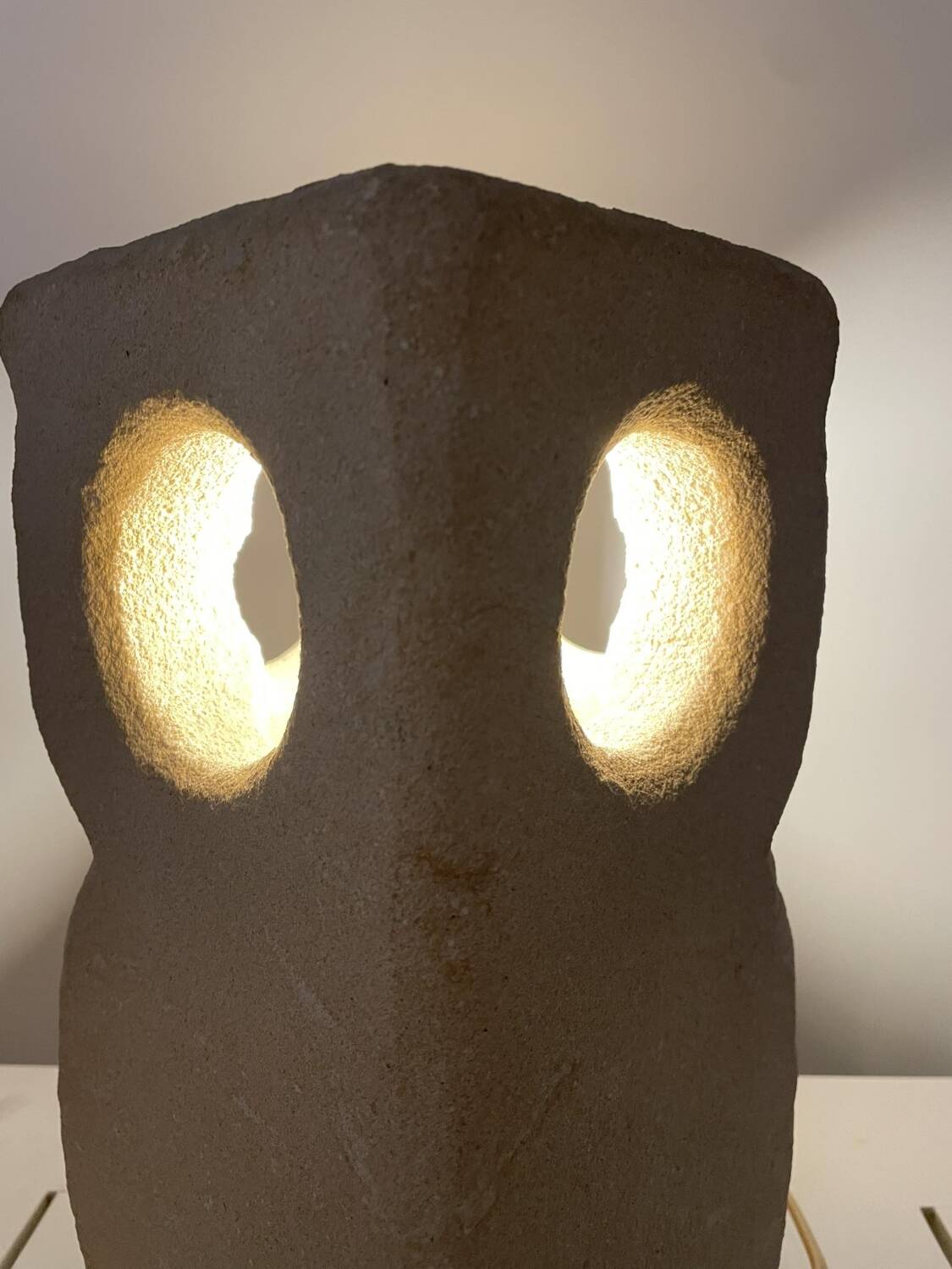 Limestone owl lamp, Albert Tormos, France, 1970s