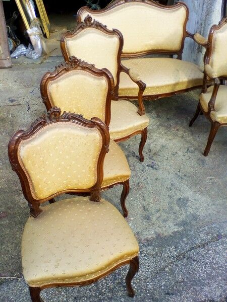 Salon complet Louis XV  époque 1930 en noyer