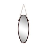 Miroir mural ovale avec cadre en hêtre noirci et corde en nylon, Italie
