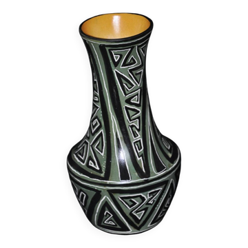 Ceramic vase by Jean Laforgue – modernist geometric decor
