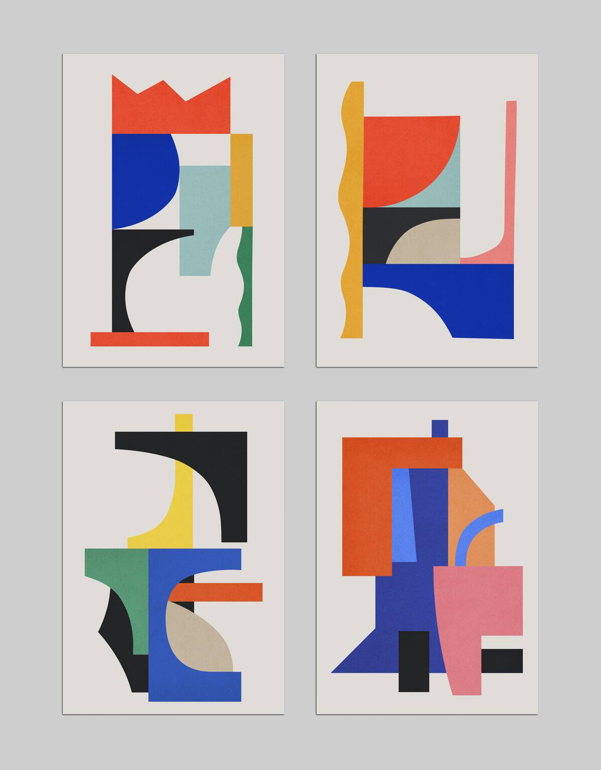 4 impressions d’art géométriques colorées