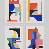 4 Colorful Geometric Art Prints